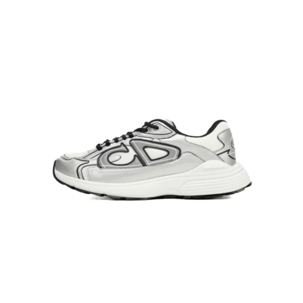 Dior B30 White Mesh Silver-Tone Metallic Calfskin